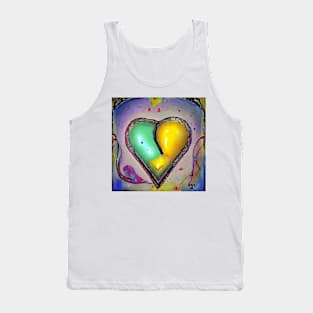 green-yellow heart Tank Top